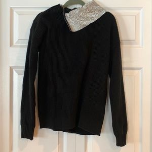 INC size small glitter turtleneck zipper sweater like new